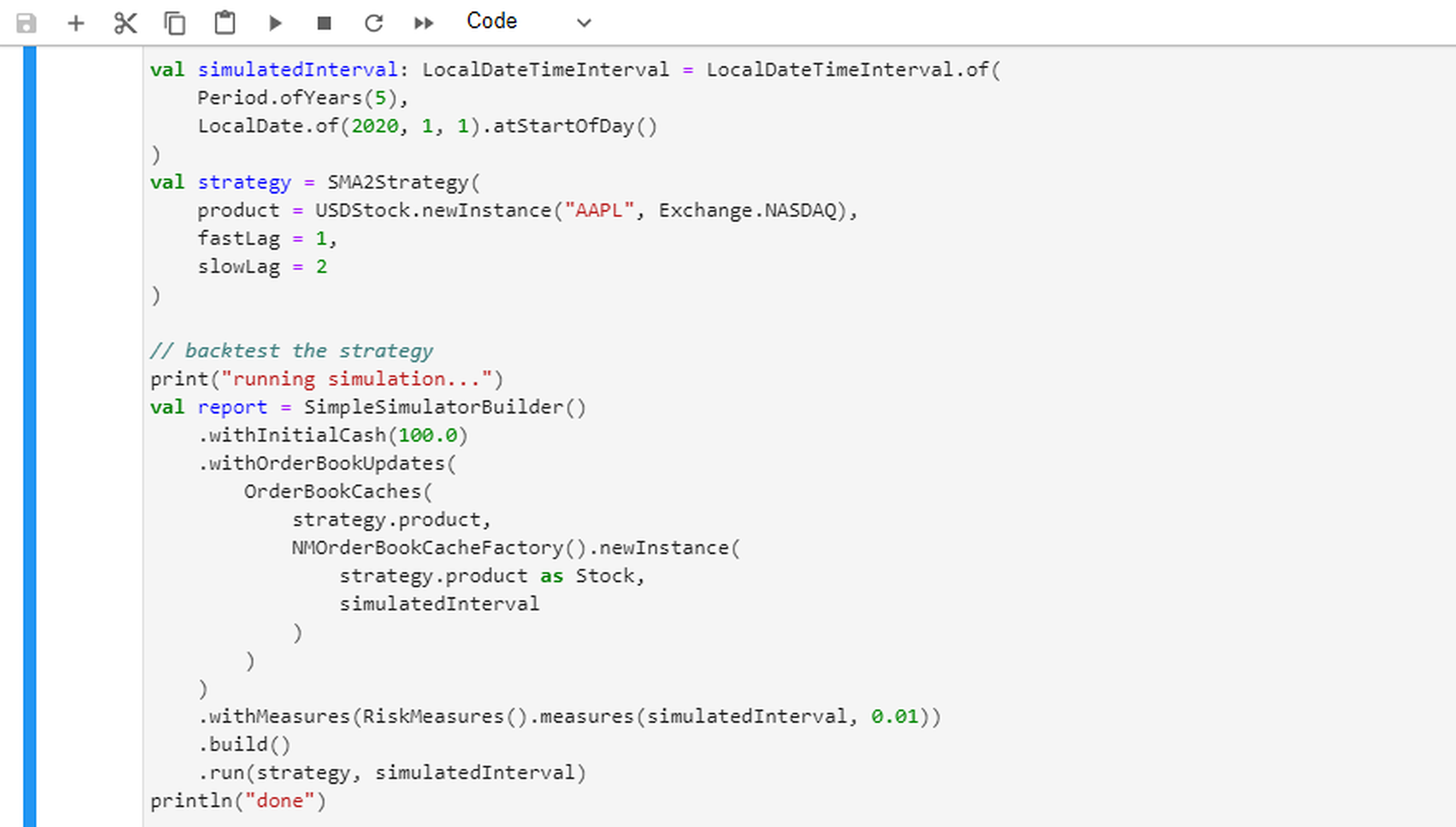 AlgoQuant backtesting in S2