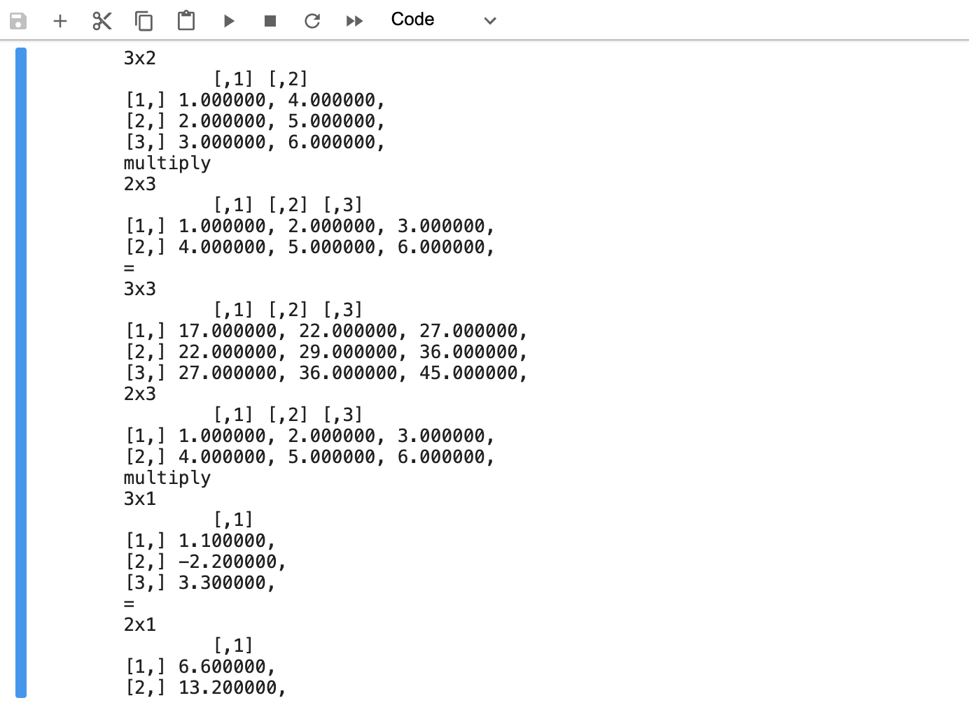 S2: result of println for the matrix operations