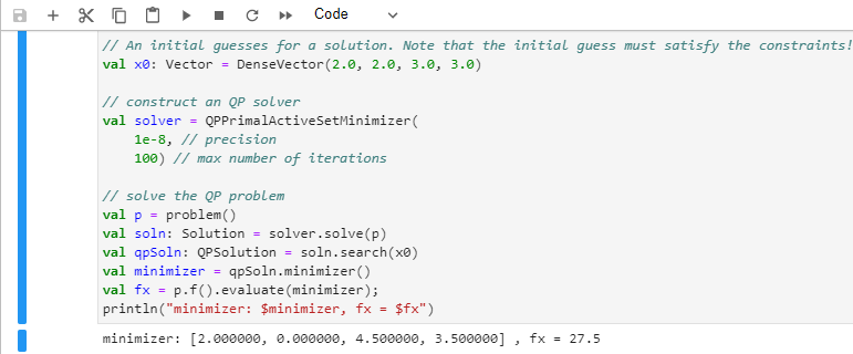 S2 quadratic programming