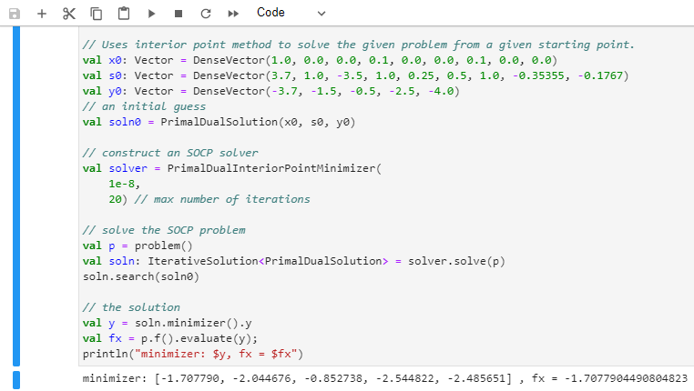 S2 second order conic programming